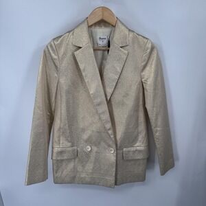 Bonpoint Jacket Womens XS Gold Floride2Y Metallic Blazer Couture Romania